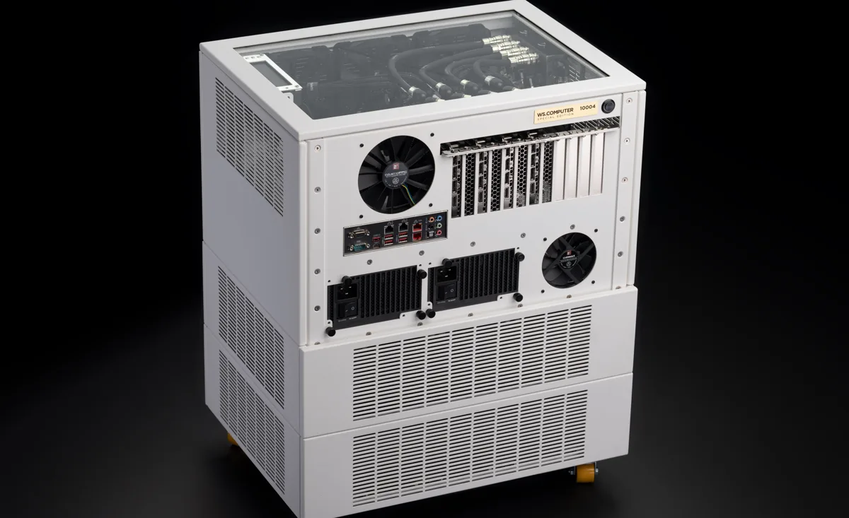 WS.COMPUTER № 10004 special edition, a white multi-GPU tower workstation